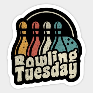 Bowling Tuesday Vintage and Distressed Retro Colors Sticker